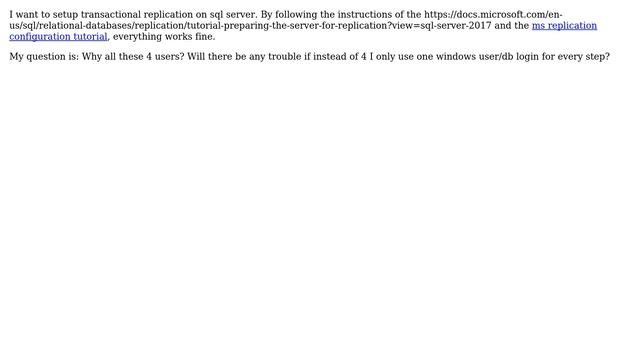 Databases: Can I use only 1 user for SQL Server replication? смотреть онлайн