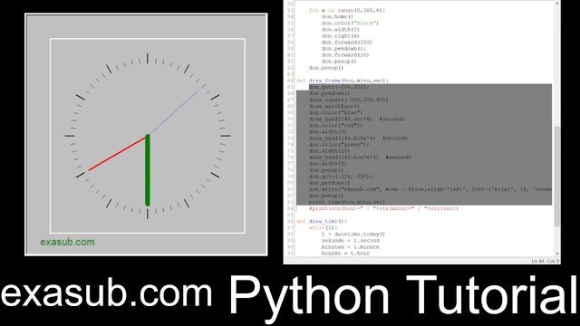 How to make an analog clock using Python Turtle Graphics смотреть онлайн