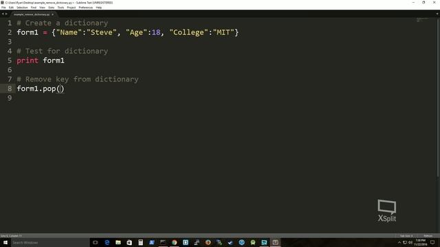 Remove a key from a Dictionary in Python смотреть онлайн