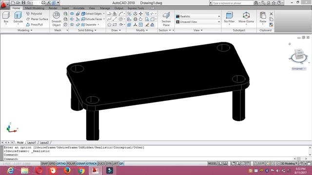 How to make 3d Wooden Table in AutoCAD ( CWPS MECHANICAL ) смотреть онлайн