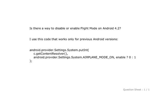 Android : How to programmatically enable and disable Flight mode on Android 4.2? смотреть онлайн