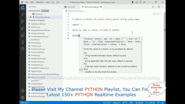 #158 Python Tutorials Regex How to Remove Delete Vowels From a String Using Regex смотреть онлайн