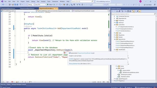 Part-14: How to insert data into database using repository pattern | Asp.net core MVC 7.0 project смотреть онлайн