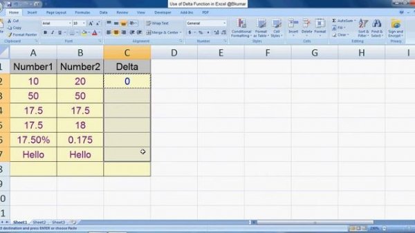 Delta Function in Excel