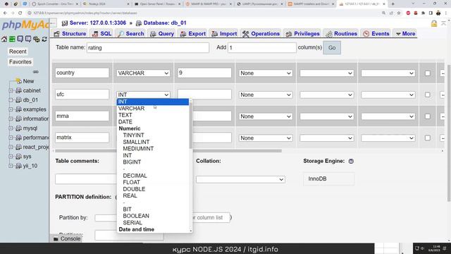 Node.JS и MySQL. Создаем базу данных и таблицы, PHP MyAdmin, import, export смотреть онлайн