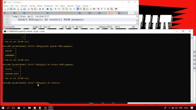 Tutorial perintah - perintah select ( AS GROUP BY , WHERE , COUNT , SUM , AVG , MIN ,MAX ) SQL DASA смотреть онлайн