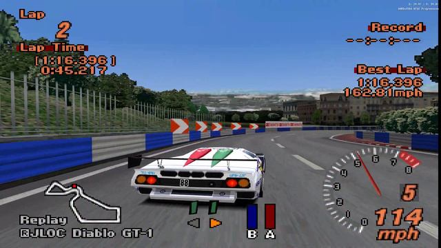 Gran Turismo 2 A-Spec Mod Rome Circuit ( JLOC Diablo GT-1 ) 1:16.396 смотреть онлайн