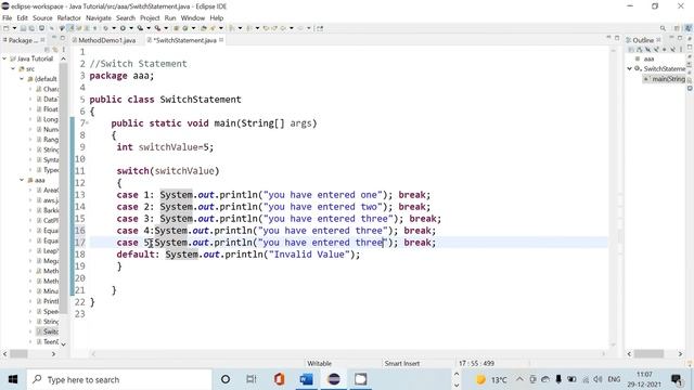 Switch Statement in JAVA(Example 1) смотреть онлайн
