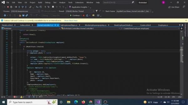 System.NullReferenceException: 'Object reference not set to an instance of an object.'firsttolast