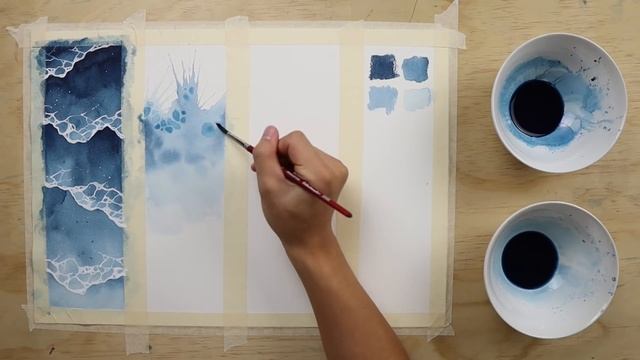 WATERCOLOR TUTORIAL // How to Paint Waves смотреть онлайн