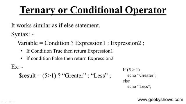 Ternary or Conditional Operator in PHP (Hindi) смотреть онлайн