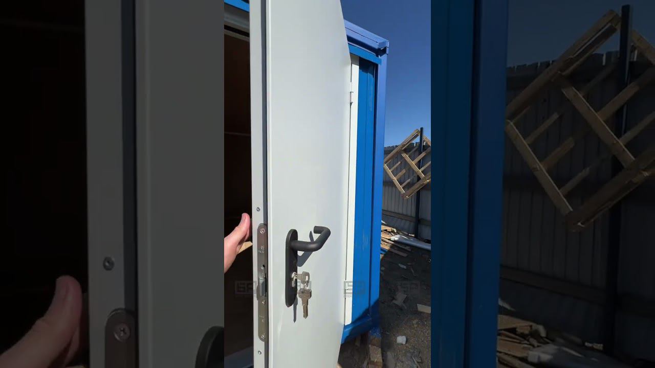 Бытовка БК-1 "Эконом" в синем профлисте и с противопожарной дверью смотреть онлайн