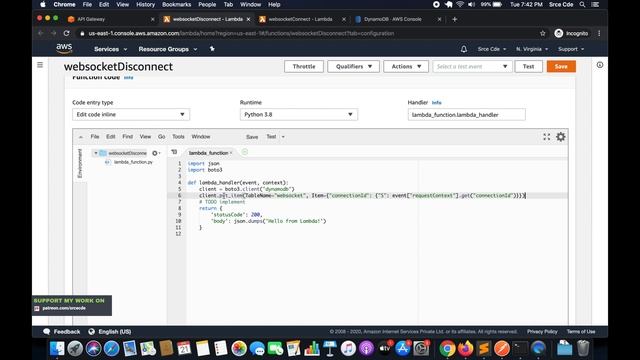 Handling connectionid on connect & disconnect - Amazon WebSocket API Gateway p7 смотреть онлайн