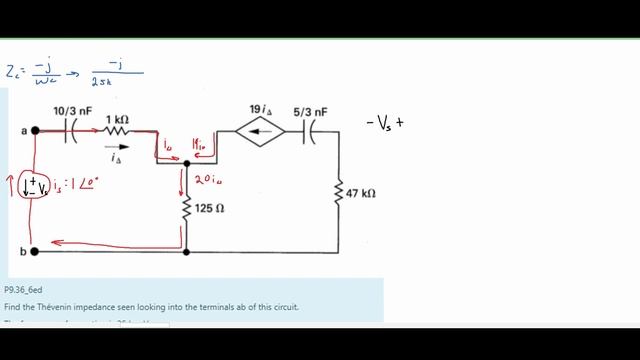 Networks Analysis | Ch.9 Sinusoidal Steady-State Analysis | P9.36_6ed : Find the Thévenin impedan.. смотреть онлайн