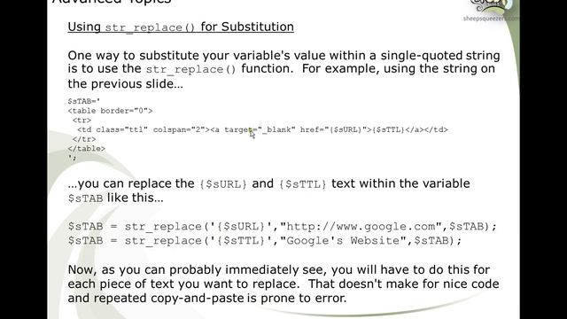 PHP Simple and Complex Substitution смотреть онлайн