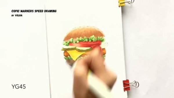 Copic markers video tutorial #19 / Рисую маркерами Copic гамбургер