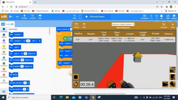 The robot destroys all castles - Vex Code Vr.