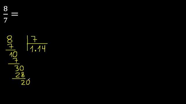 8/7 a decimal , convertir fraccion a decimal смотреть онлайн