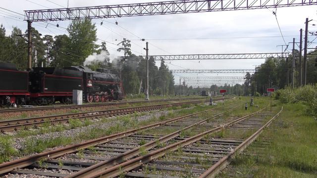 Паровозы Эр-796-46 и Л-2055. Прибытие,маневры,отправление по станции Лебяжье. смотреть онлайн
