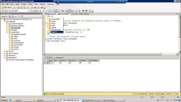 Reduce MS SQL log file size by shrink
