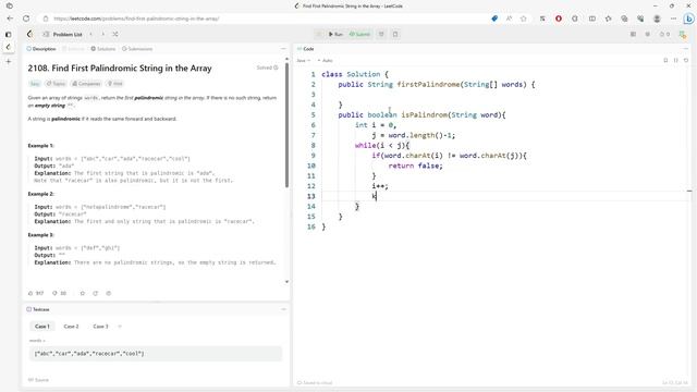 LeetCode 2108 | Find First Palindromic String in the Array | String | Java смотреть онлайн