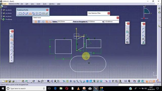 Catia V5 //Sketch Predefine Profile Tool bar tutorials смотреть онлайн