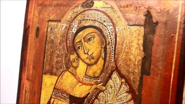 Иконы купить в Москве просто - Икона старинная Пресвятой Богородицы Владимирская. DR0197 смотреть онлайн