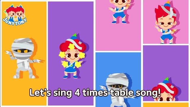 4 Times Table Song | Multiply by 4 | School Songs | Multiplication Songs for Kids | JunyTony смотреть онлайн