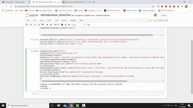 Python Beautifulsoup ve Requests İle Hepsiburada-Monitör Verilerini Çekme смотреть онлайн