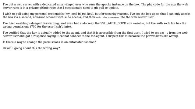 Trouble implementing ssh-agent forwarding across ssh and then su смотреть онлайн