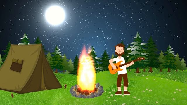 Футаж Песни у костра. Красивая мелодия и бард с гитарой. смотреть онлайн