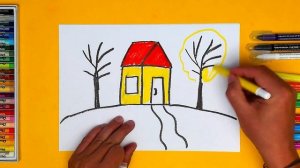 Рисуем ДОМИК и ОСЕНЬ просто для детей