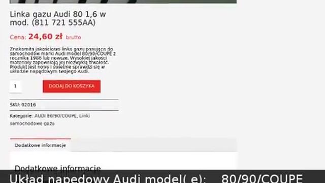 Linka gazu Audi 80 1,6 w mod. (811 721 555AA) - Linor смотреть онлайн