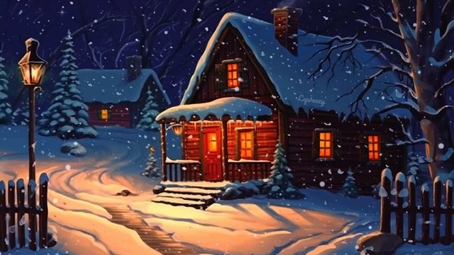 Vintage Winter Oldies Playing In Another Room (snowstorm & Fireplace Ambience)