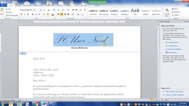 Adding Letterhead to a Mail Merge Document - MS Word Tutorial смотреть онлайн