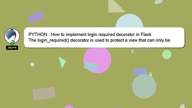 PYTHON : How to implement login required decorator in Flask смотреть онлайн