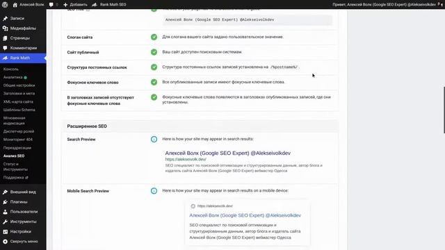 АНАЛИЗ SEO плагин Rank Math SEO #WordPress оценка 100/100 смотреть онлайн
