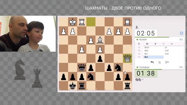 Шахматы. Двое против одного. А зачем он так отдал ферзя?? смотреть онлайн