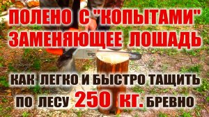 ЛЕБЕДКА ПОЛЕНО С КОПЫТАМИ Как легко и быстро в одиночку таскать по лесу тяжелые бревна для сруба