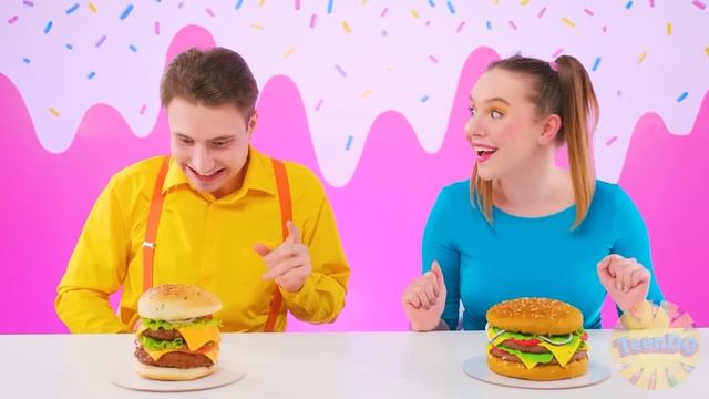 Челлендж. Шоколадная еда Vs. Настоящая еда | Сумасшедший челлендж от TeenDO Challenge