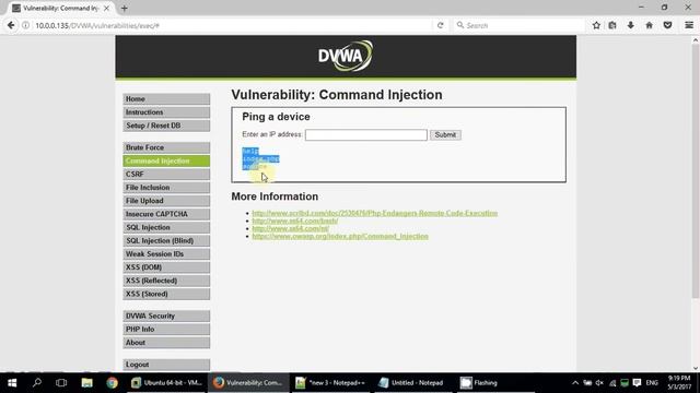 DVWA tutorial - Exploit Command injection (Low - Medium - High security) смотреть онлайн