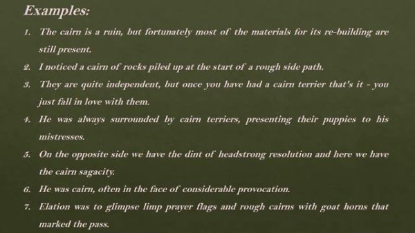 Cairn Meaning and Example Sentences