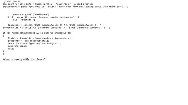 Wordpress: How to SELECT number from table and use in calculation . Unsupported operand types? смотреть онлайн