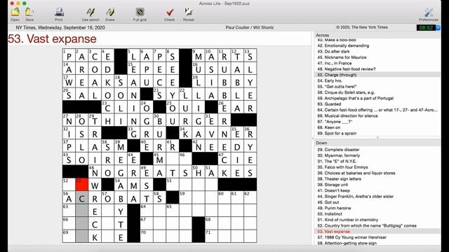 A Foodie’s Nightmare | New York Times Crossword Puzzle Walkthrough | Wednesday, September 16th 2020 смотреть онлайн