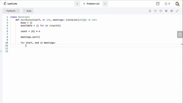 MEETING ROOMS III | LEETCODE # 2402 | PYTHON HEAP SOLUTION смотреть онлайн