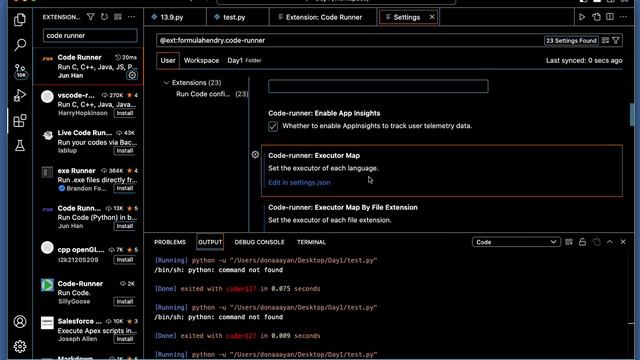Vscode python command not found, exited with code = 127 смотреть онлайн