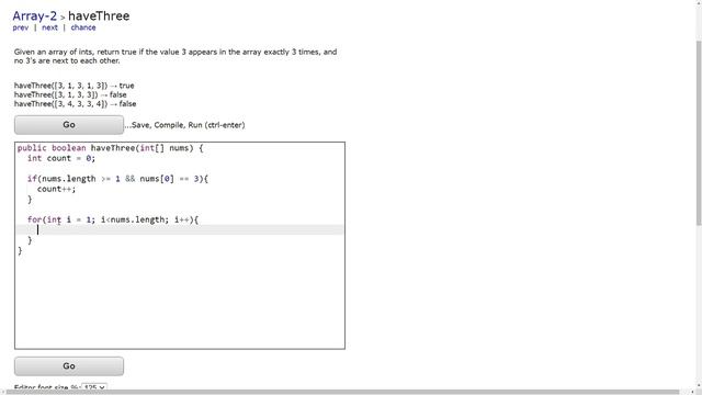haveThree - Coding Bat Array-2 Java Solution and Tutorial смотреть онлайн