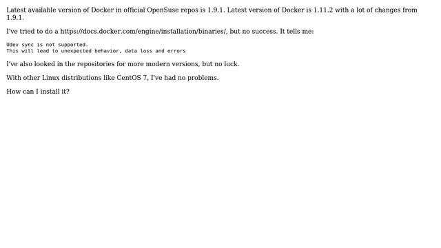 Unix & Linux: How to install recent version of Docker in OpenSuse Leap 42.1? (2 Solutions!!) смотреть онлайн