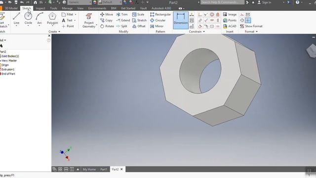 How to Draw a Nut, simplest way (CAD161S UNISA Assignment AUTOCAD Inventor 2017 Dimension en mm) смотреть онлайн