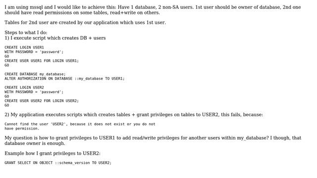 Databases: Cannot find the user, because it does not exist or you do not have permission смотреть онлайн